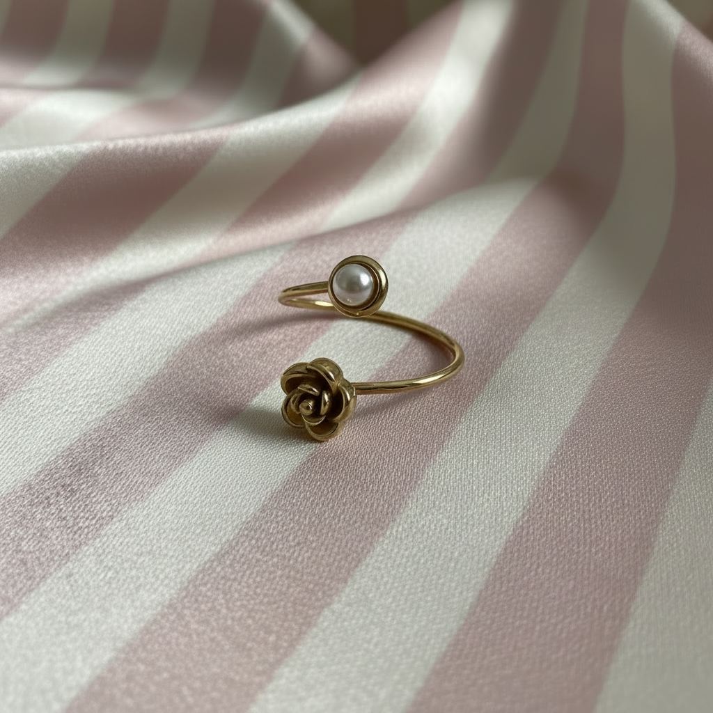 Bague perle de rose