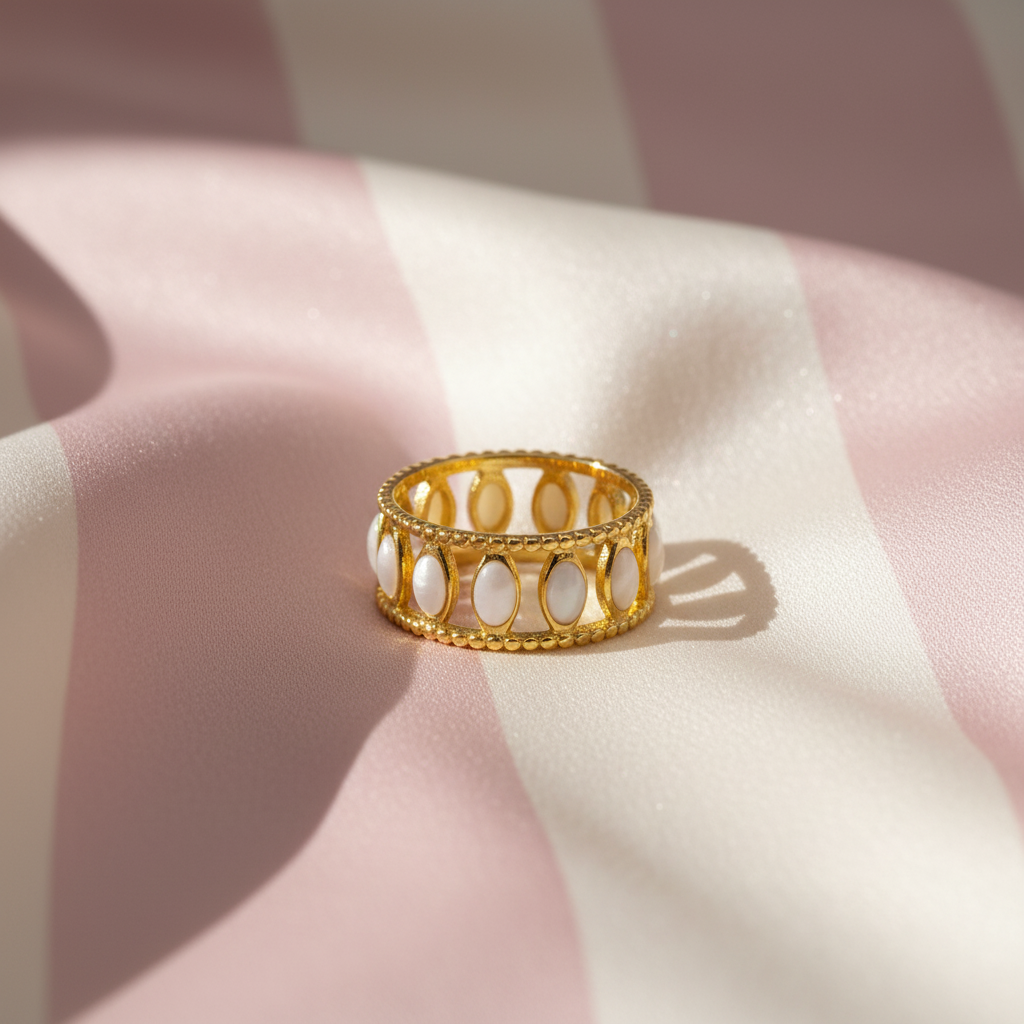 Bague nacre – vue côté rayures