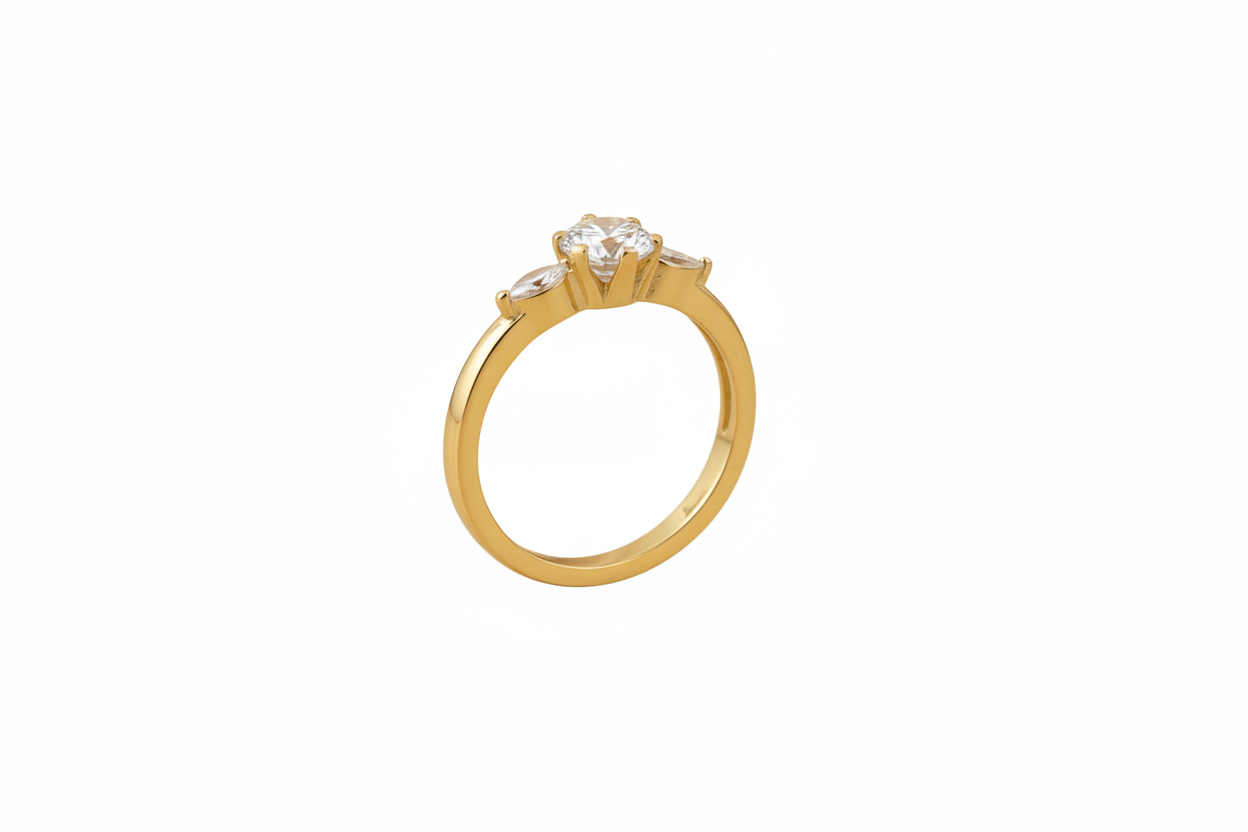 Bague solitaire cristaux fond blanc
