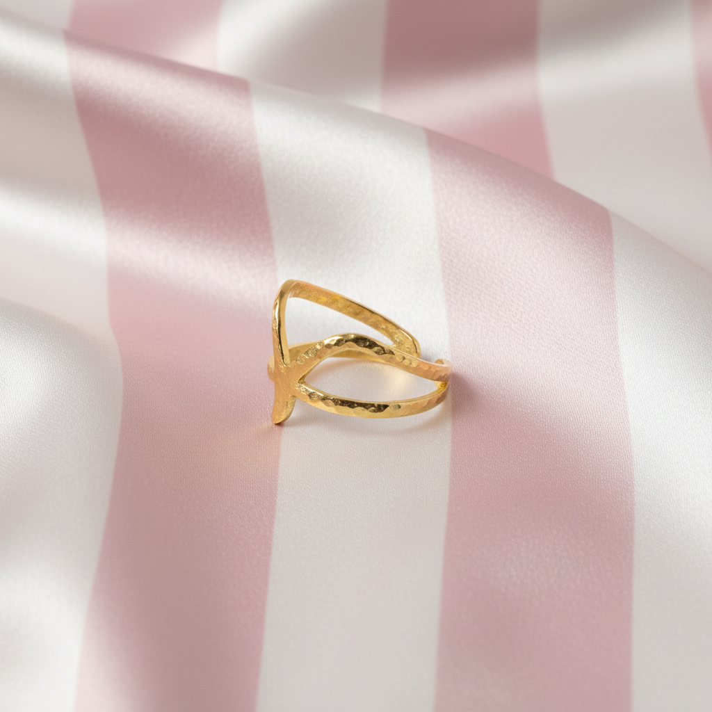 Bague étoile de mer double anneau – côté rayures