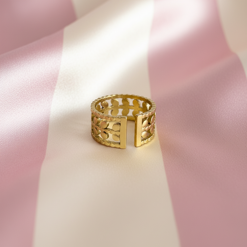 Bague treillis floral – fond rayures