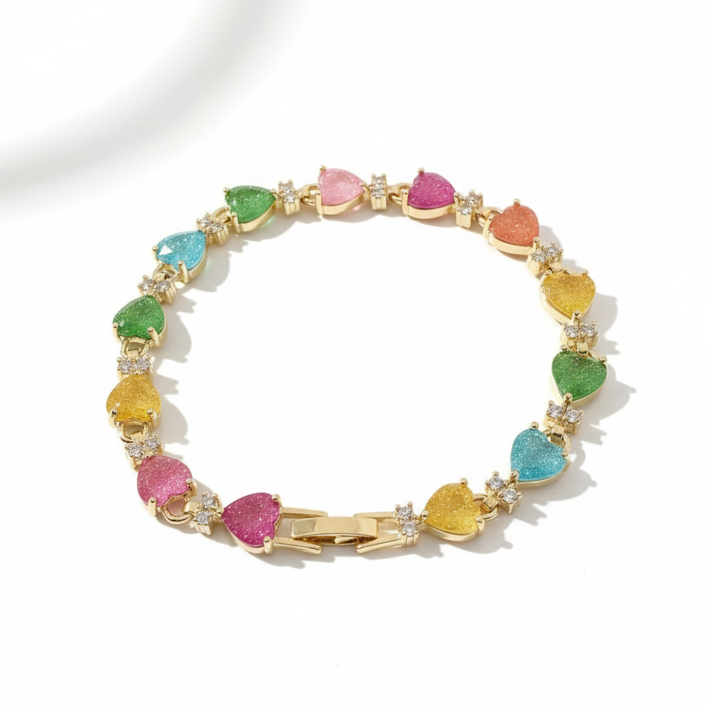 Bracelet cœur de couleurs - Vue complète