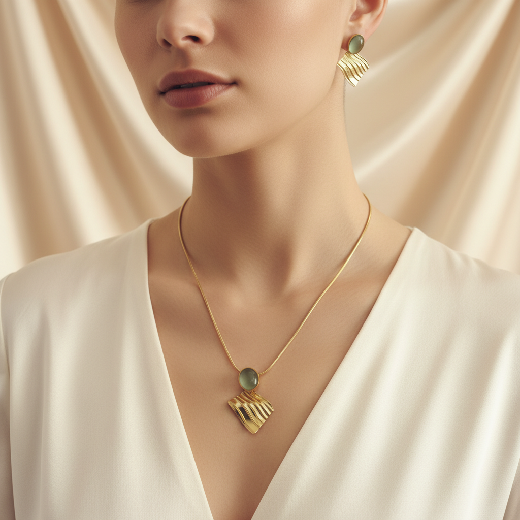 Collier jade porté