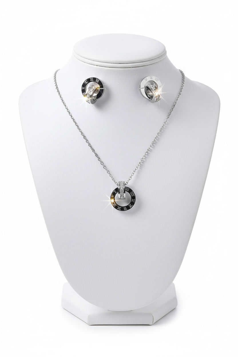 Set bijoux argent sur buste - vue 3