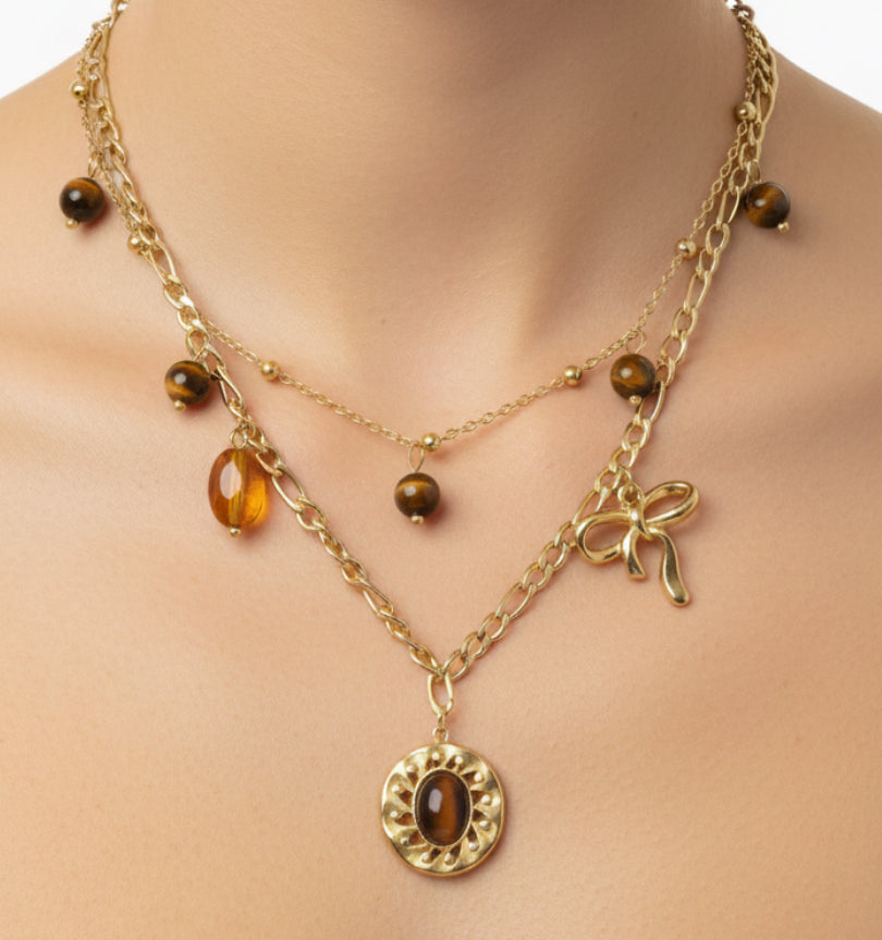Collier double Œil de tigre