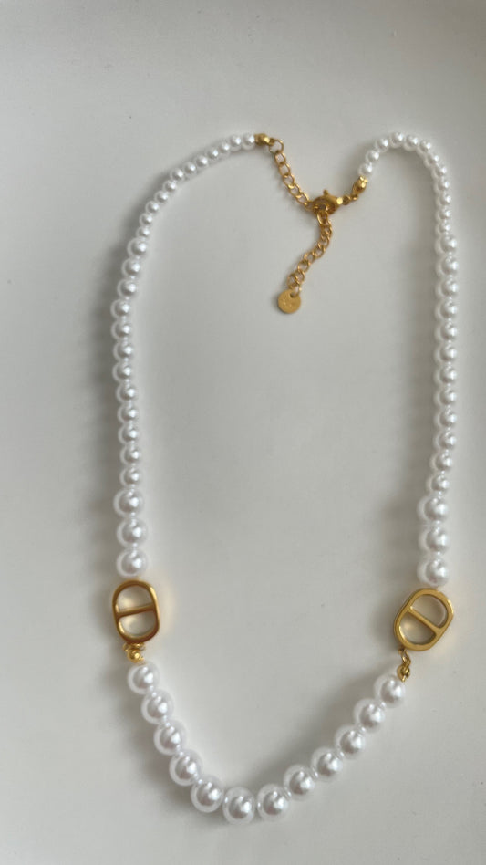 Collier perle blanc