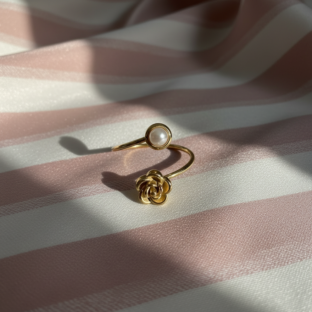 Bague perle de rose