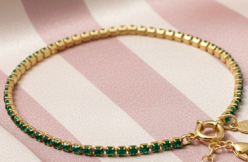 Bracelet Tennis Vert Émeraude - Acier Inoxydable & Zircons Cubiques