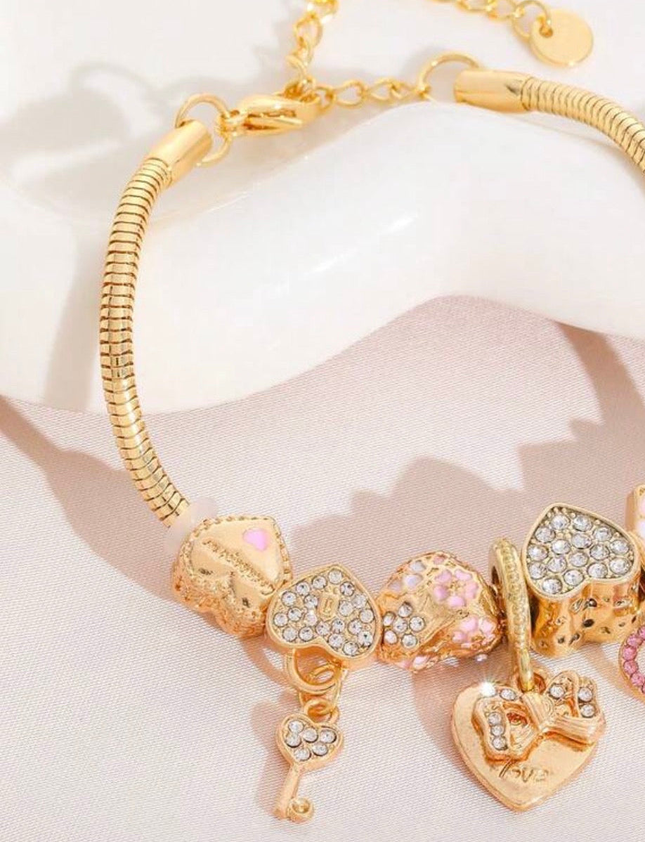 Bracelet charms cœur cristal