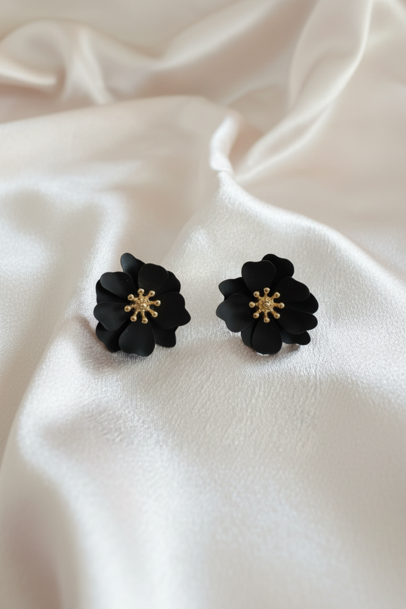 Boucles d’oreilles Fleur Noire - Dark Rose