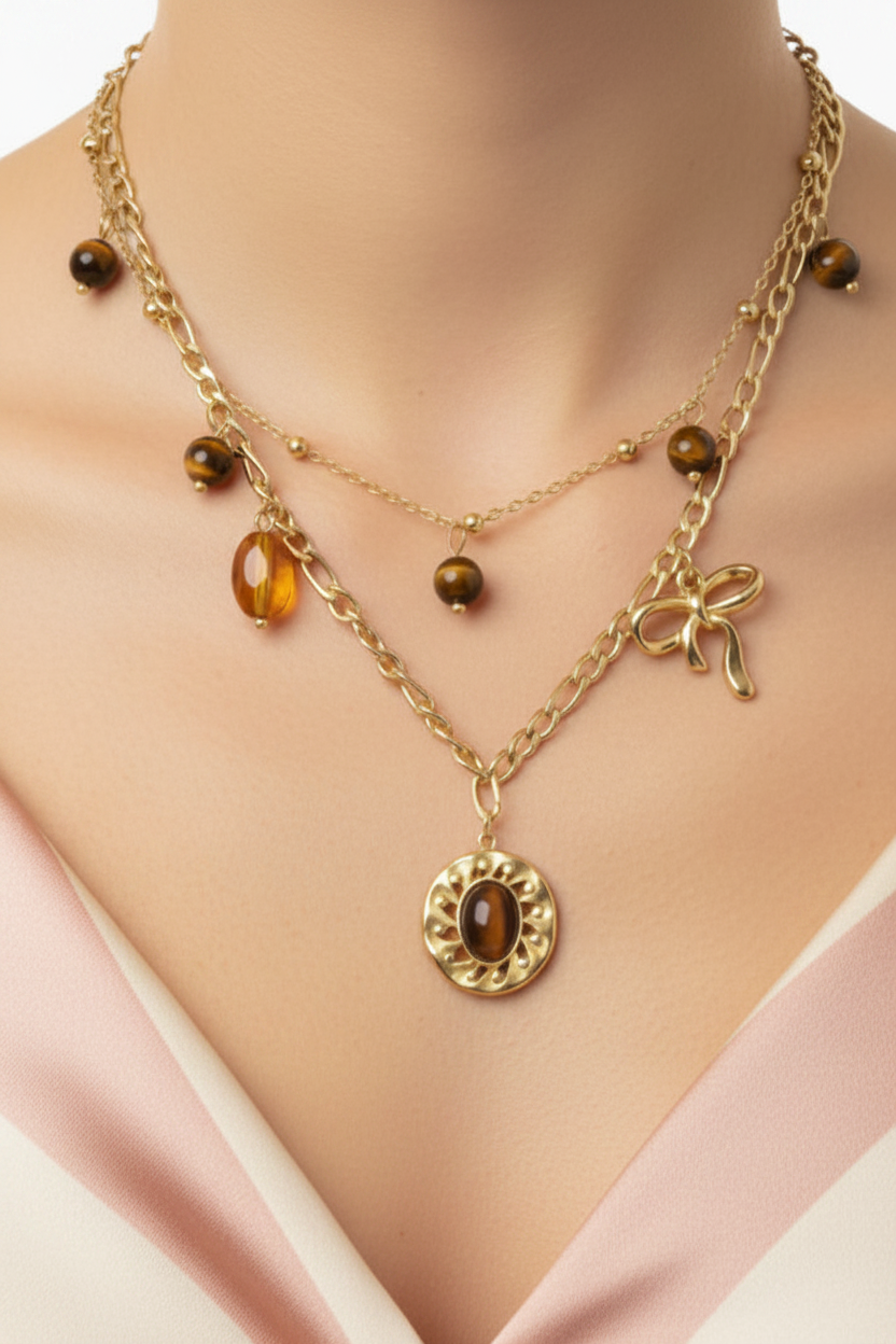 Collier double Œil de tigre
