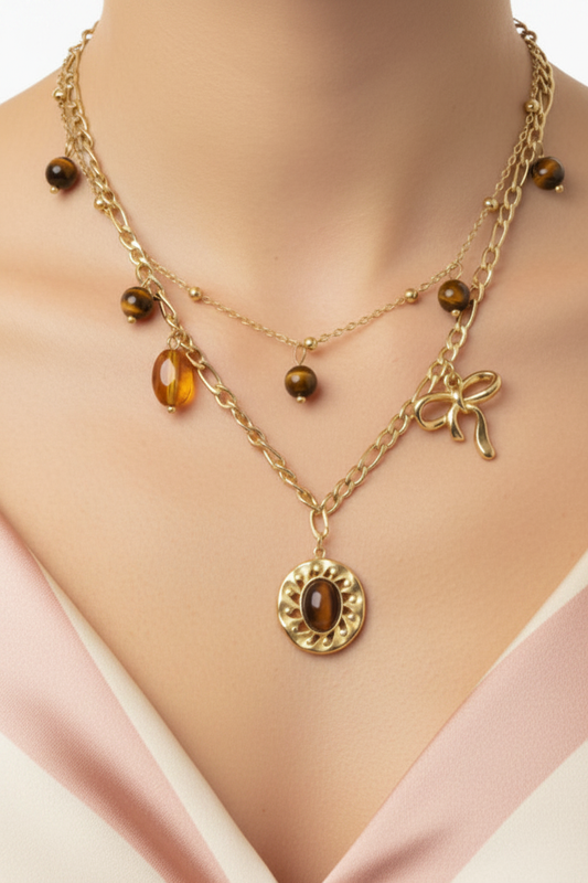 Collier double Œil de tigre