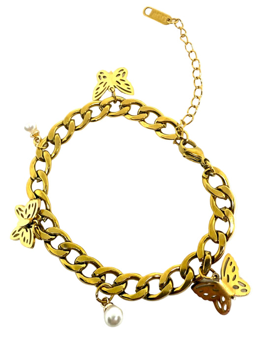 Chaîne breloque papillon d’or