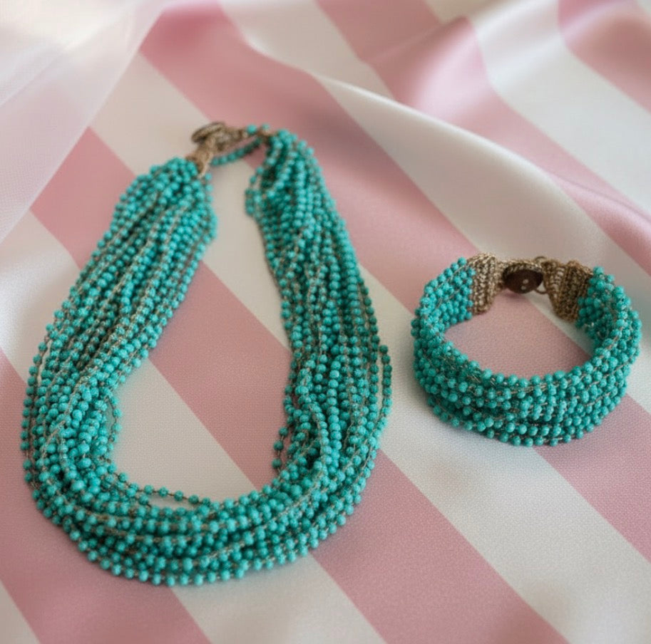 Parure perles turquoise