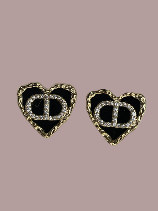 Boucles d’oreilles,coeur noir