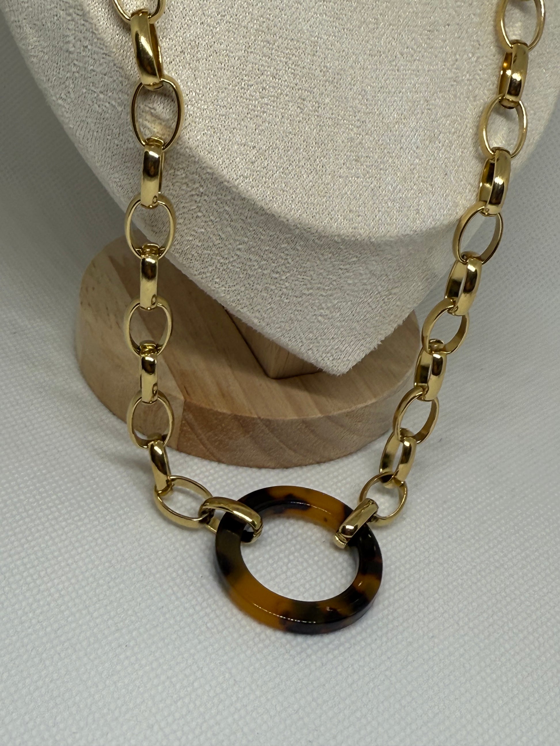 Ensemble Léopard-Parure de colliers dorés avec anneaux motifs léopard-Rose Collection 