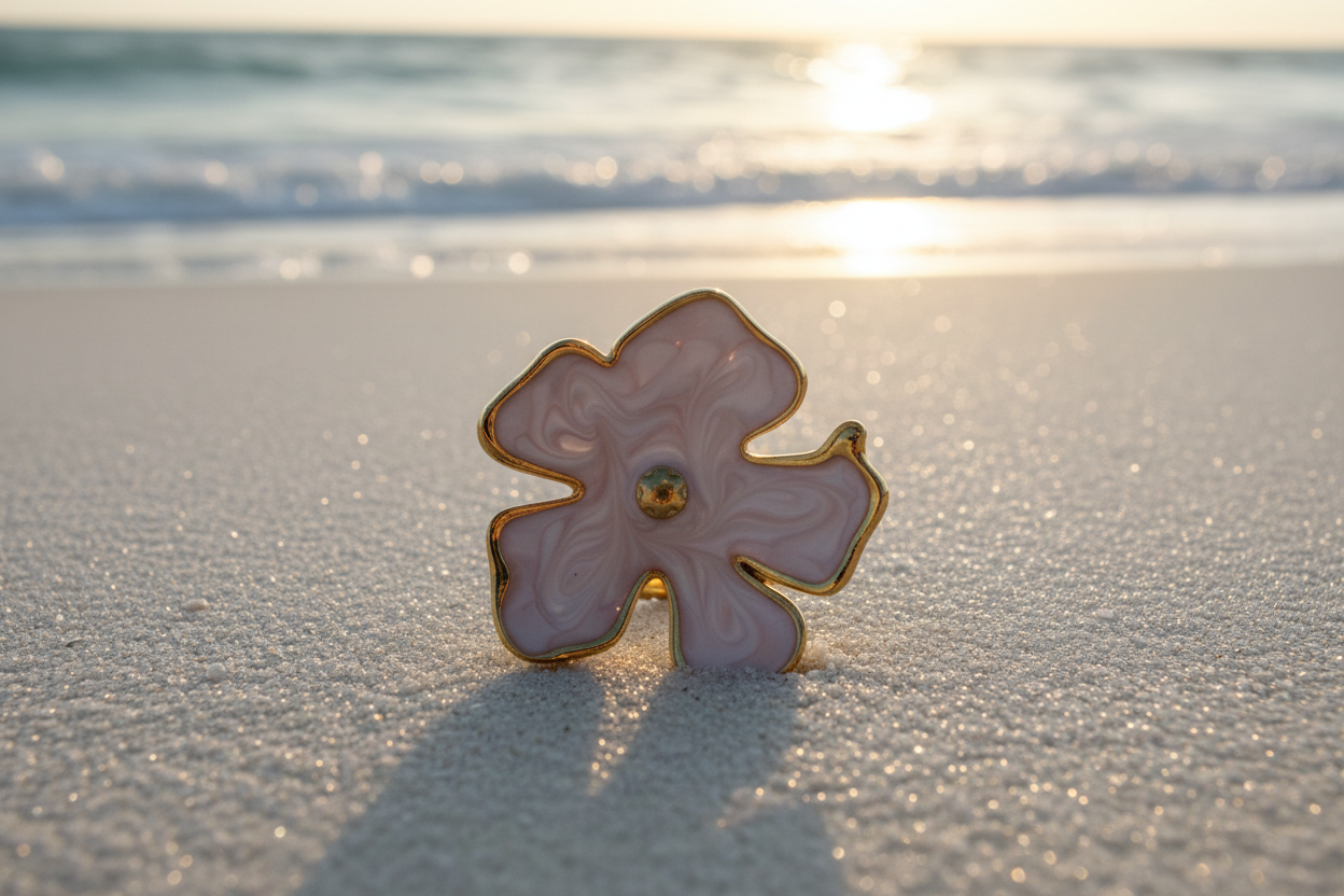 Bague fleur sur une plage