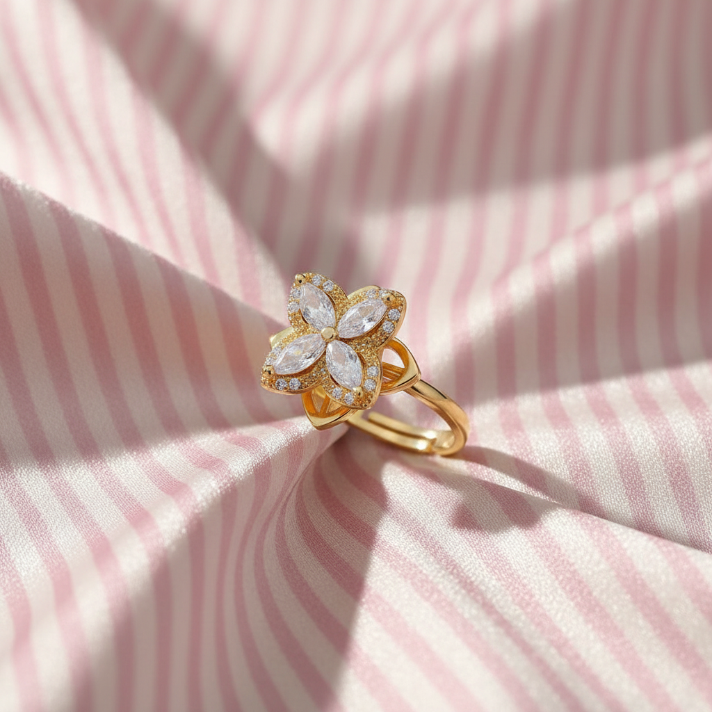 Bague fleur - vue 3/4