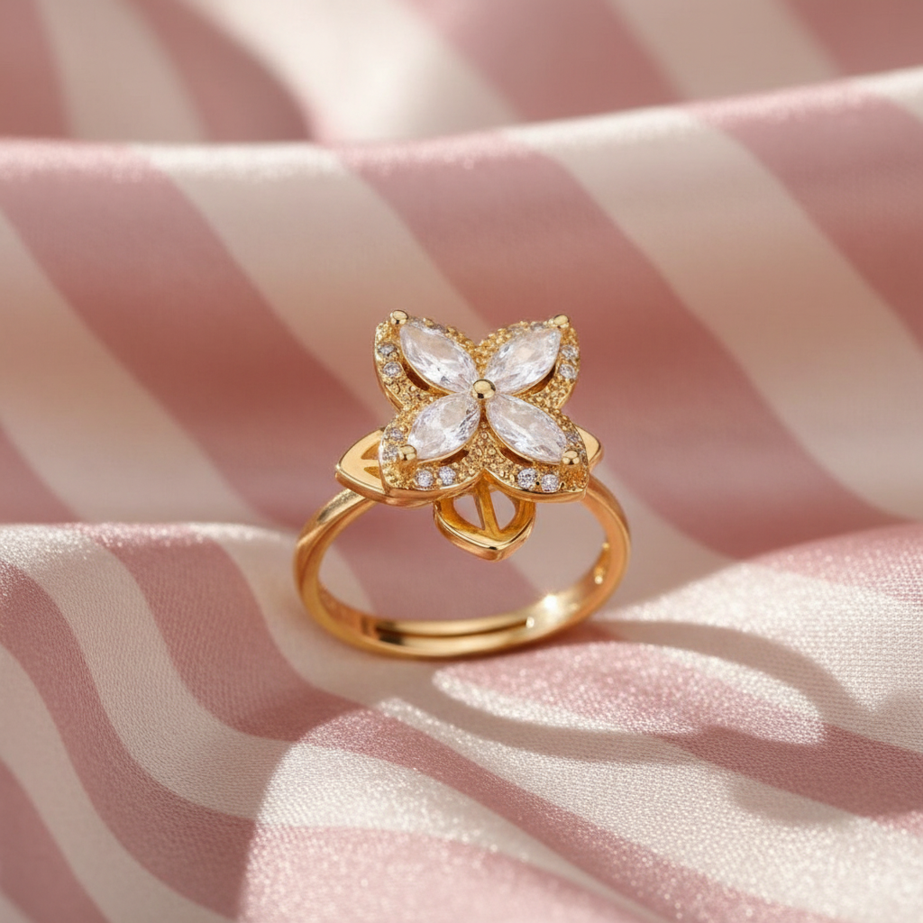 Bague fleur - vue frontale