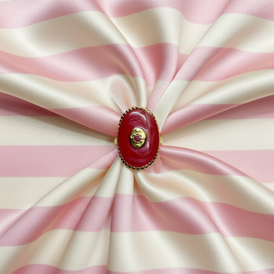 Bague émail rouge rubis – dessus rayures
