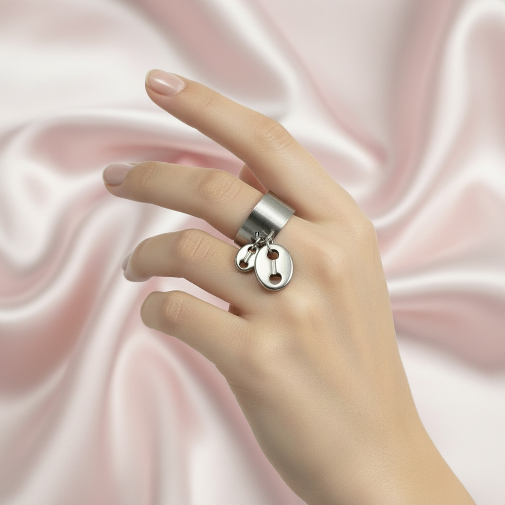 Bague main fond rayures