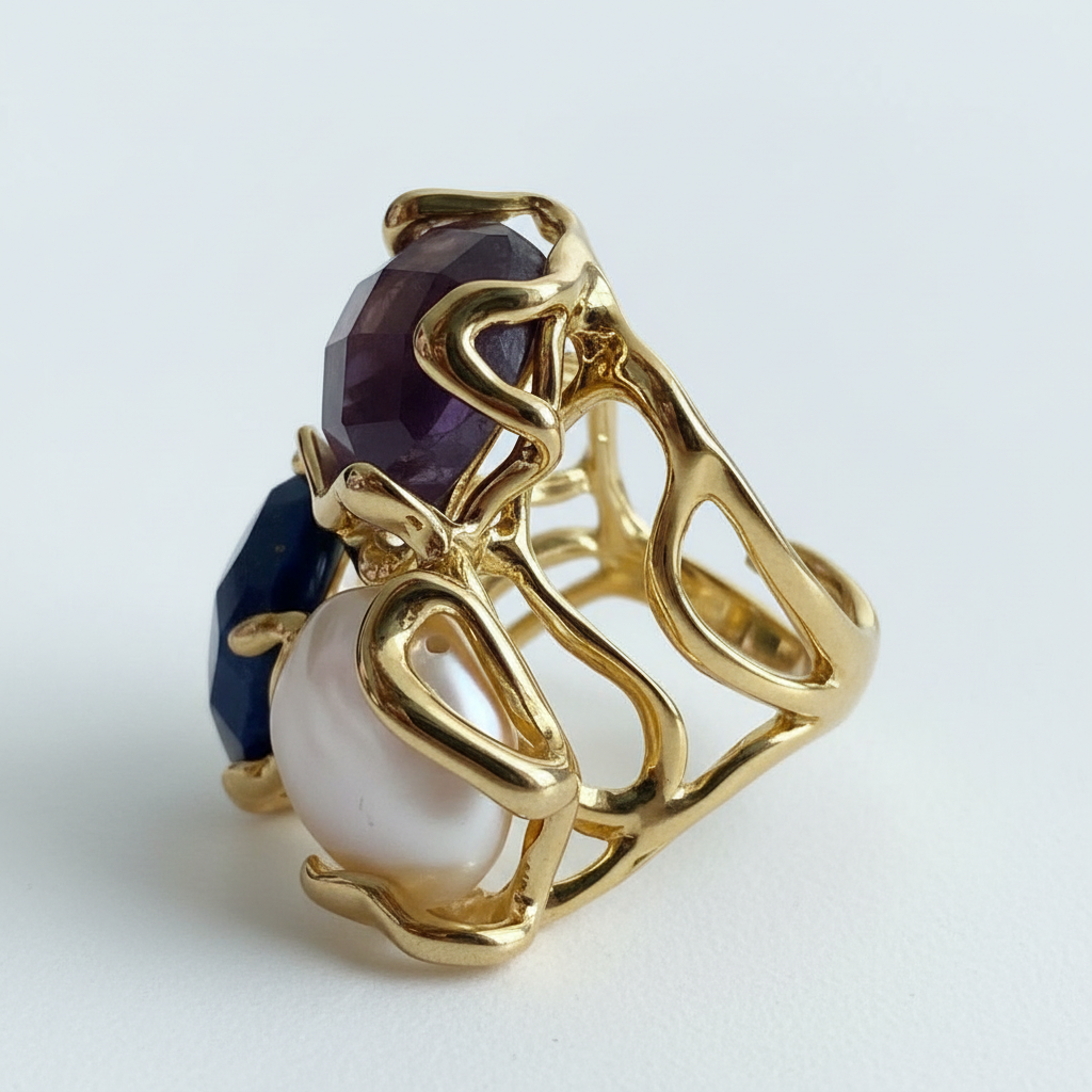 Bague Minéral détail de profil sur fond blanc