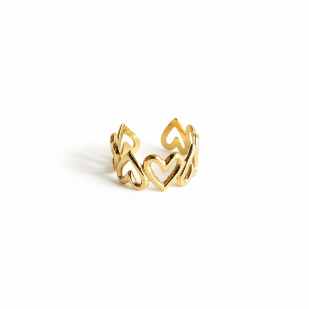 Bague mini cœur détail anneau sur fond blanc
