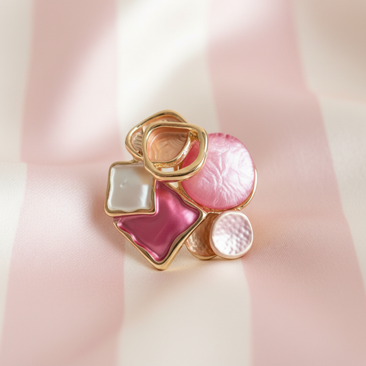 Bague multi-pierres – fond rayures