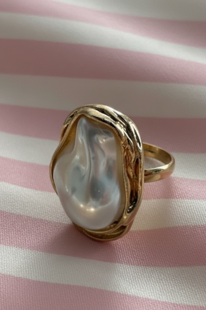 Bague perle baroque – rayures