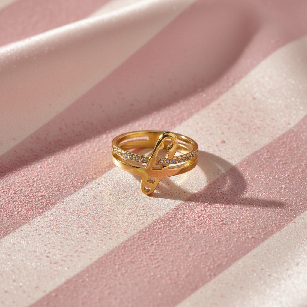 Bague épingle - fond rayé rose satiné 2