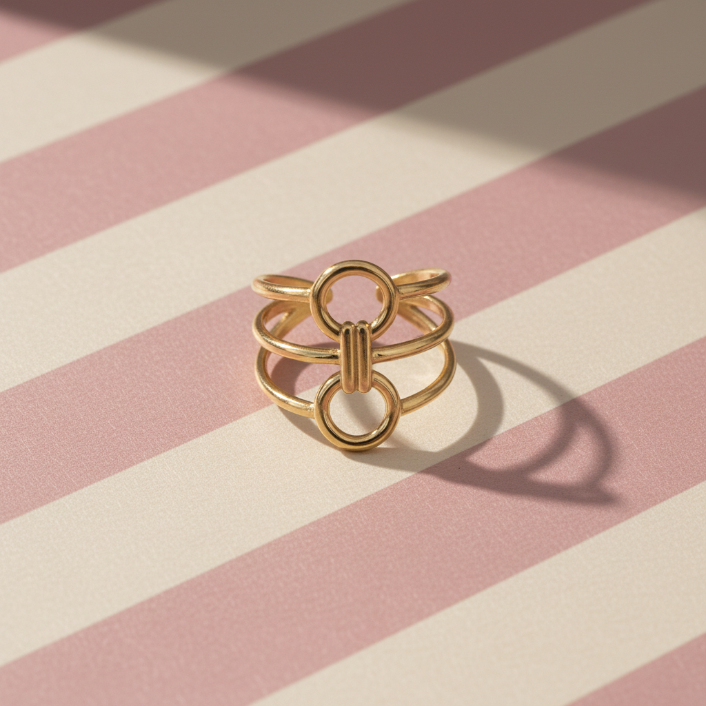 Bague produit seul - fond rayé rose crème