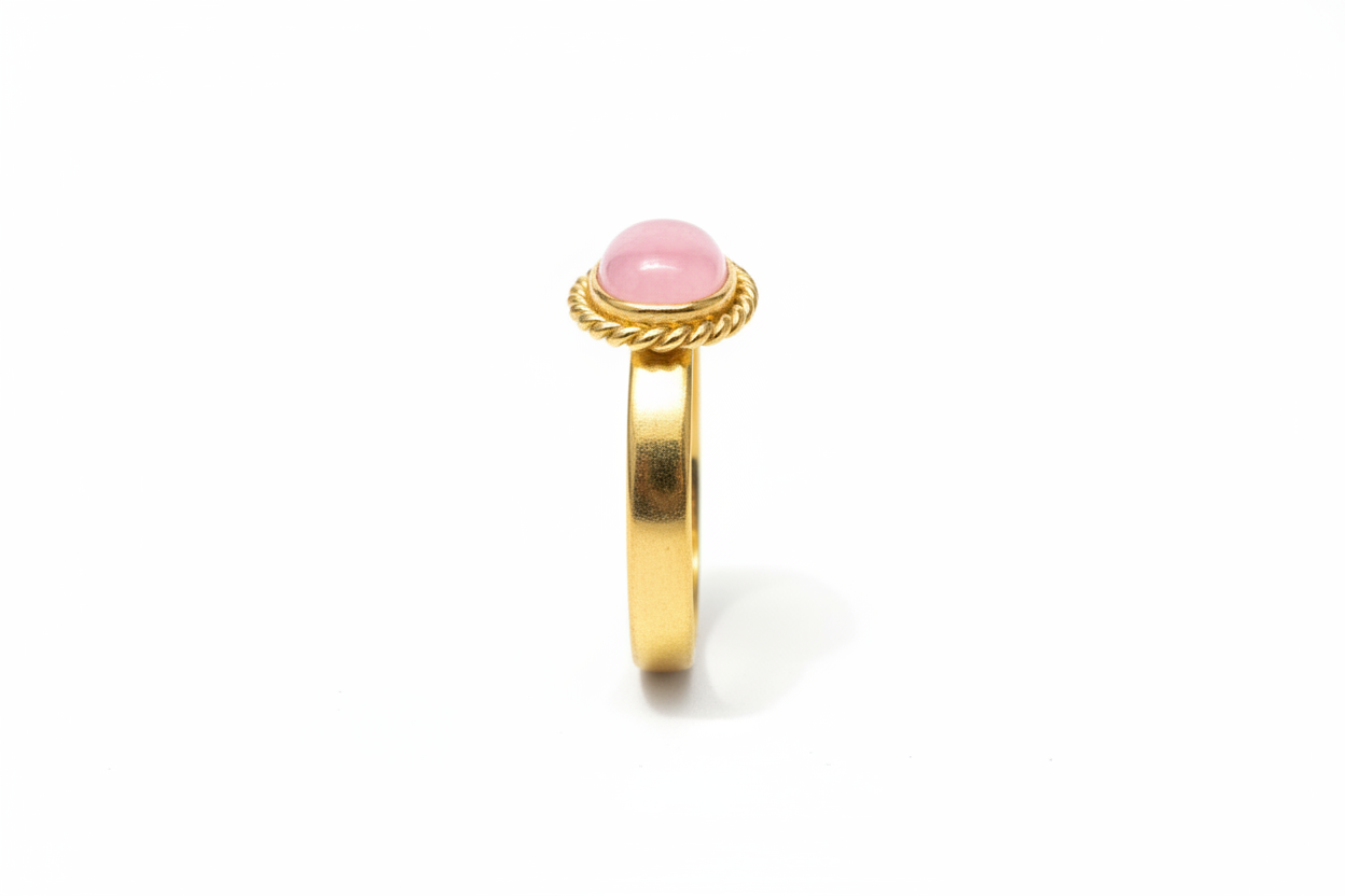 Bague quartz rose debout