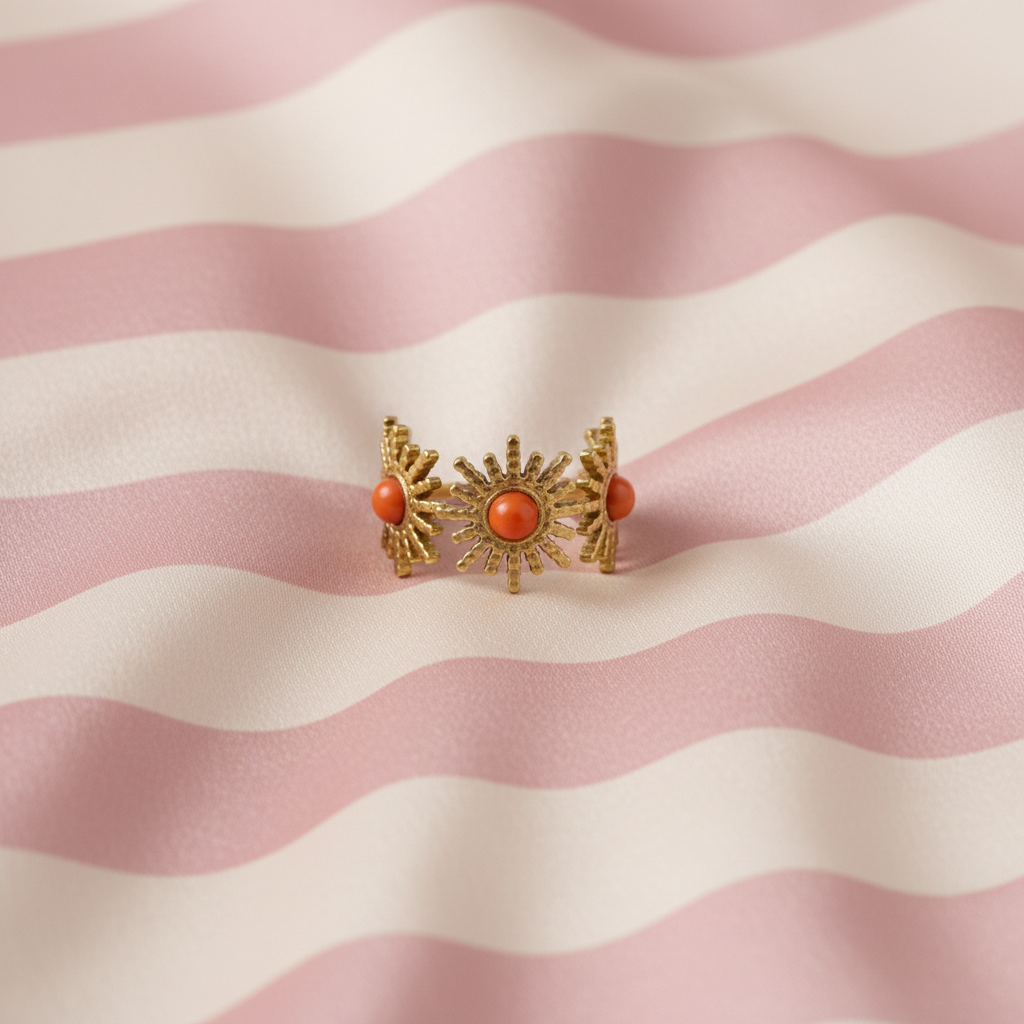 Bague soleil corail – vue de face