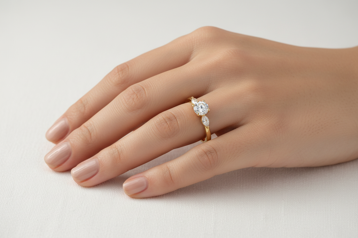 Bague solitaire portée