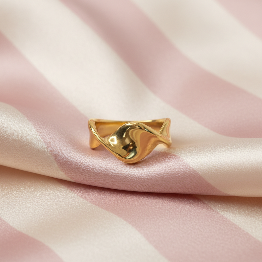 Bague torsadée - fond rayé rose satiné 3