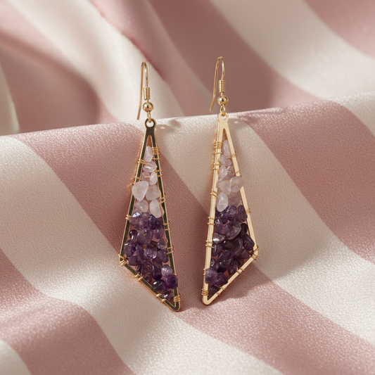 Boucles améthyste vue 2 rayures