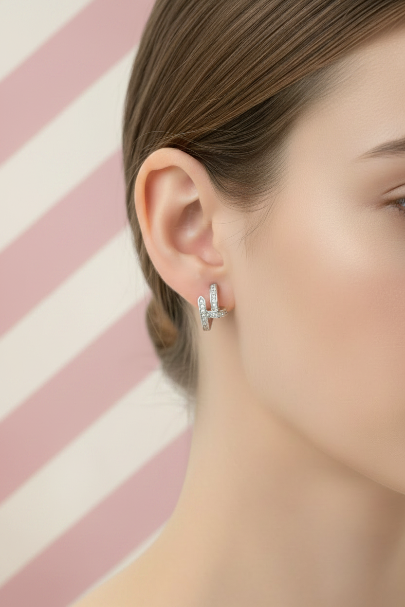 Boucles clou pavé - vue portée