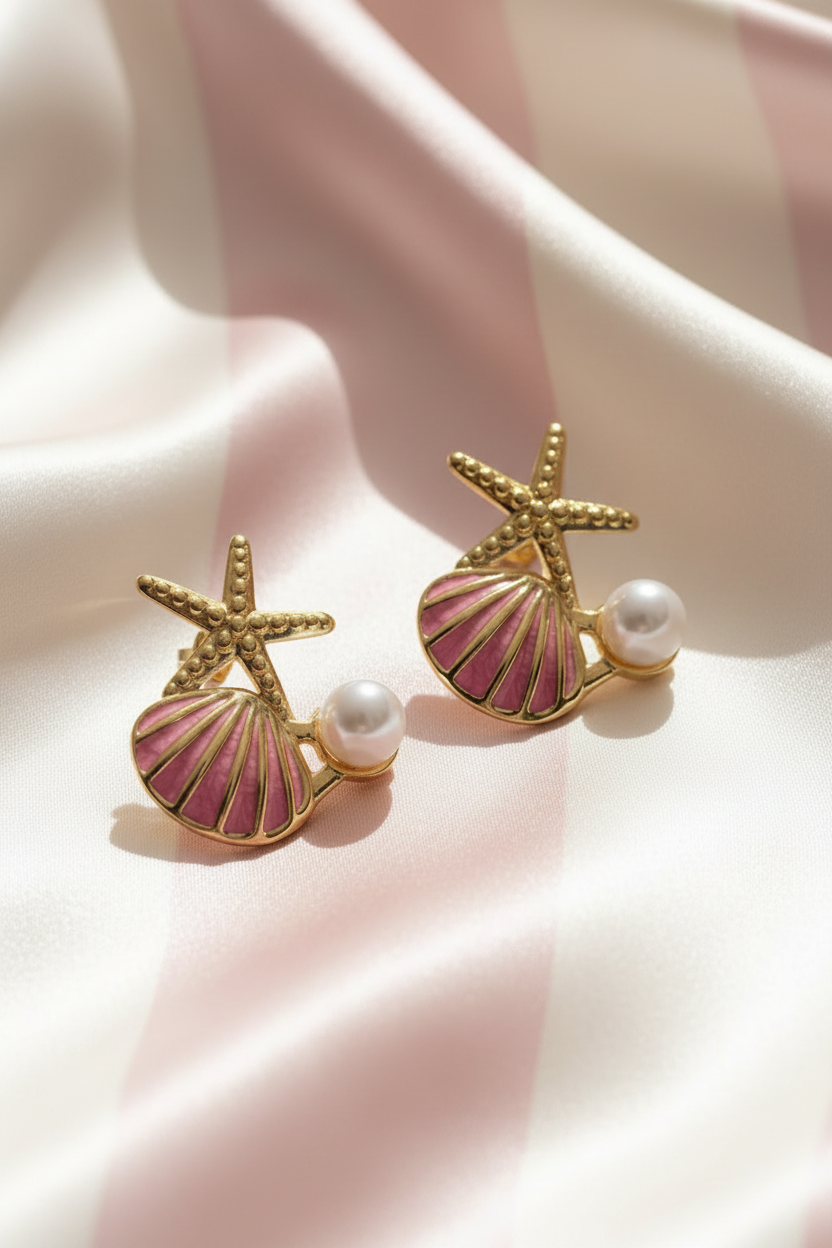 Boucles coquillage rose - lifestyle