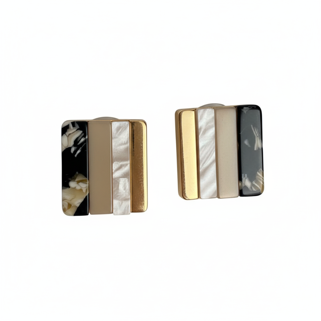 Boucles d'oreilles Aline noir - Fond blanc