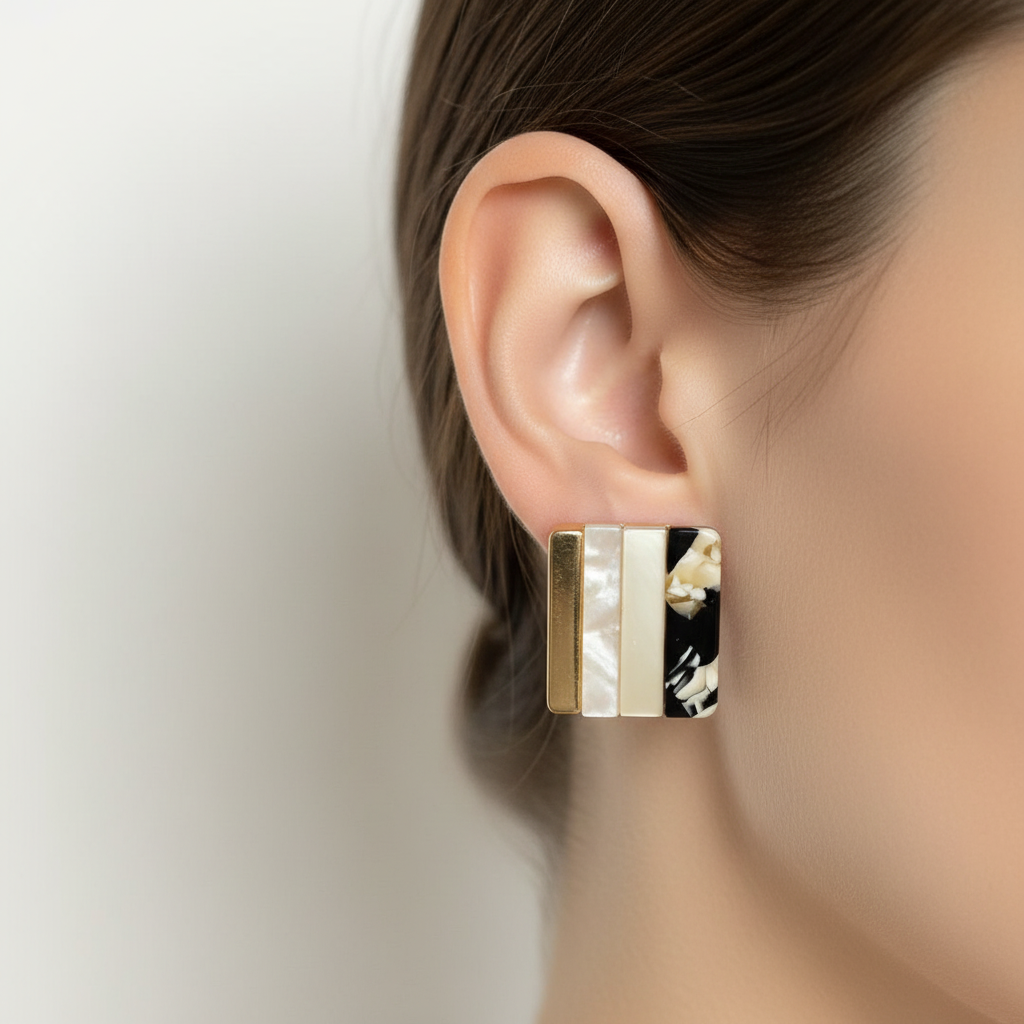 Boucles d'oreilles Aline noir - Portées vue 2