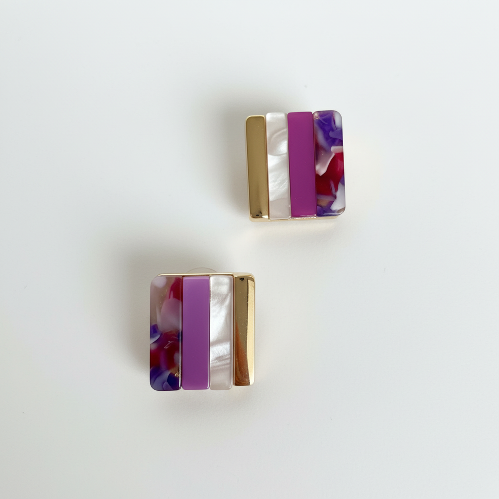 Boucles d'oreilles Aline violet - Vue 1