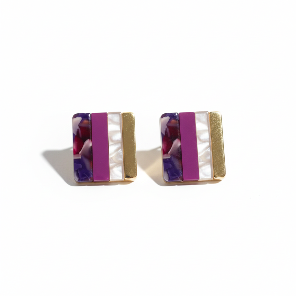 Boucles d'oreilles Aline violet - Vue 2
