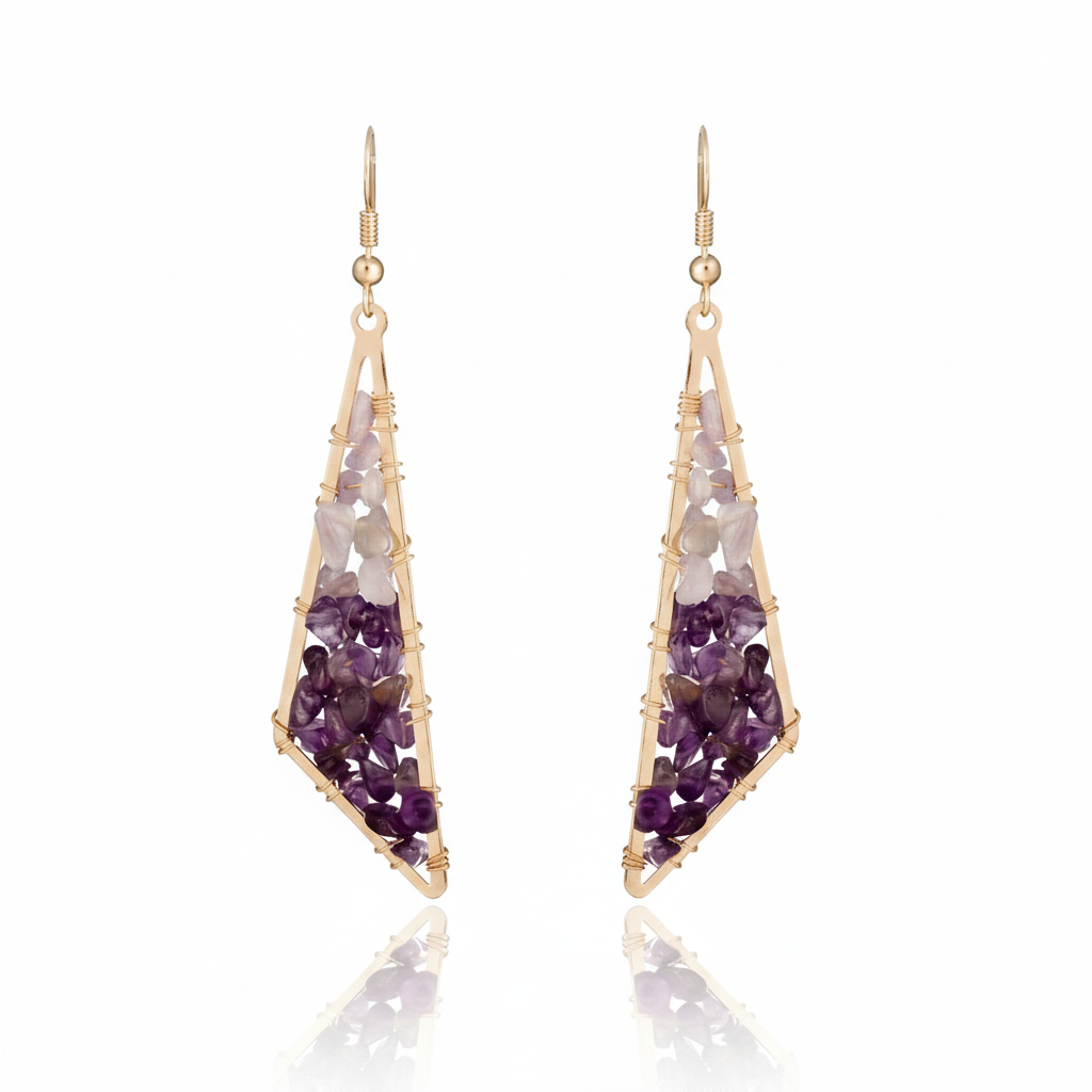 Boucles d'oreilles améthyste fond blanc - vue 2