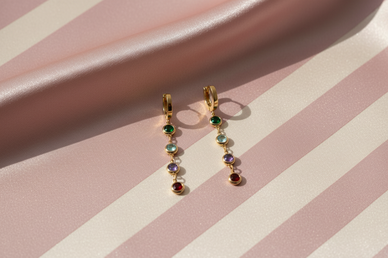 Boucles d'oreilles - fond satiné rayures