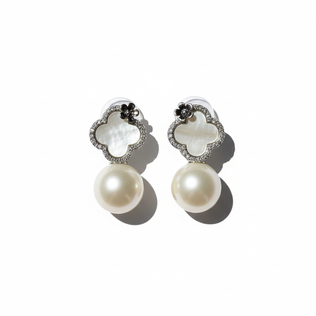 Boucles d'oreilles Perle de fleurs - Vue 2