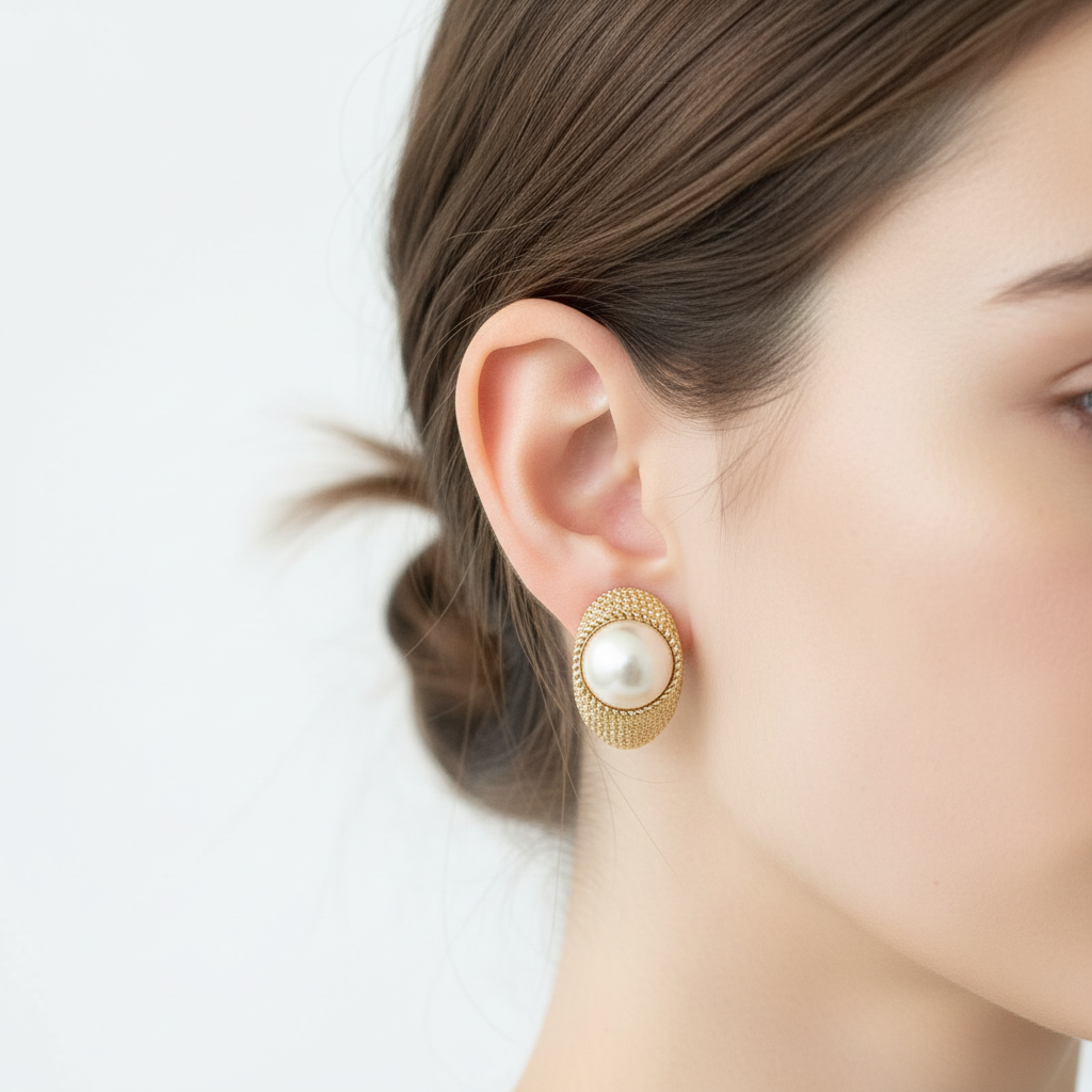 Boucles d'oreilles perle portées