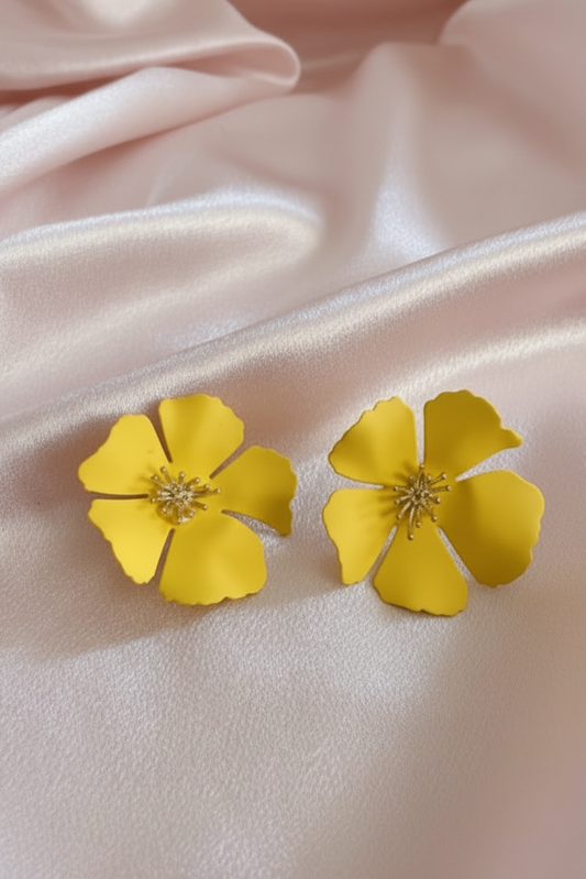Boucles fleurs jaunes - vue de face