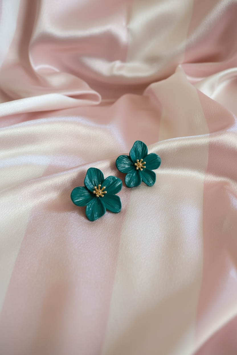 Boucles fleurs turquoise - vue lifestyle