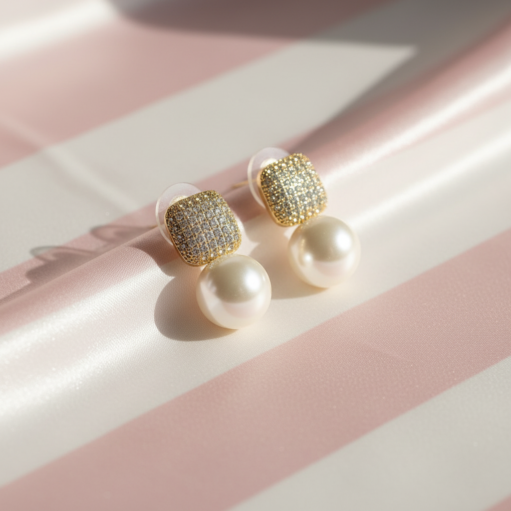 Boucles pavé perle - fond rayé incliné
