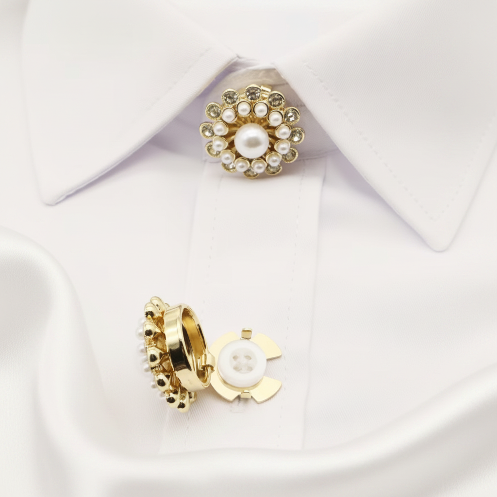 Bouton chemise sur col – mise en situation
